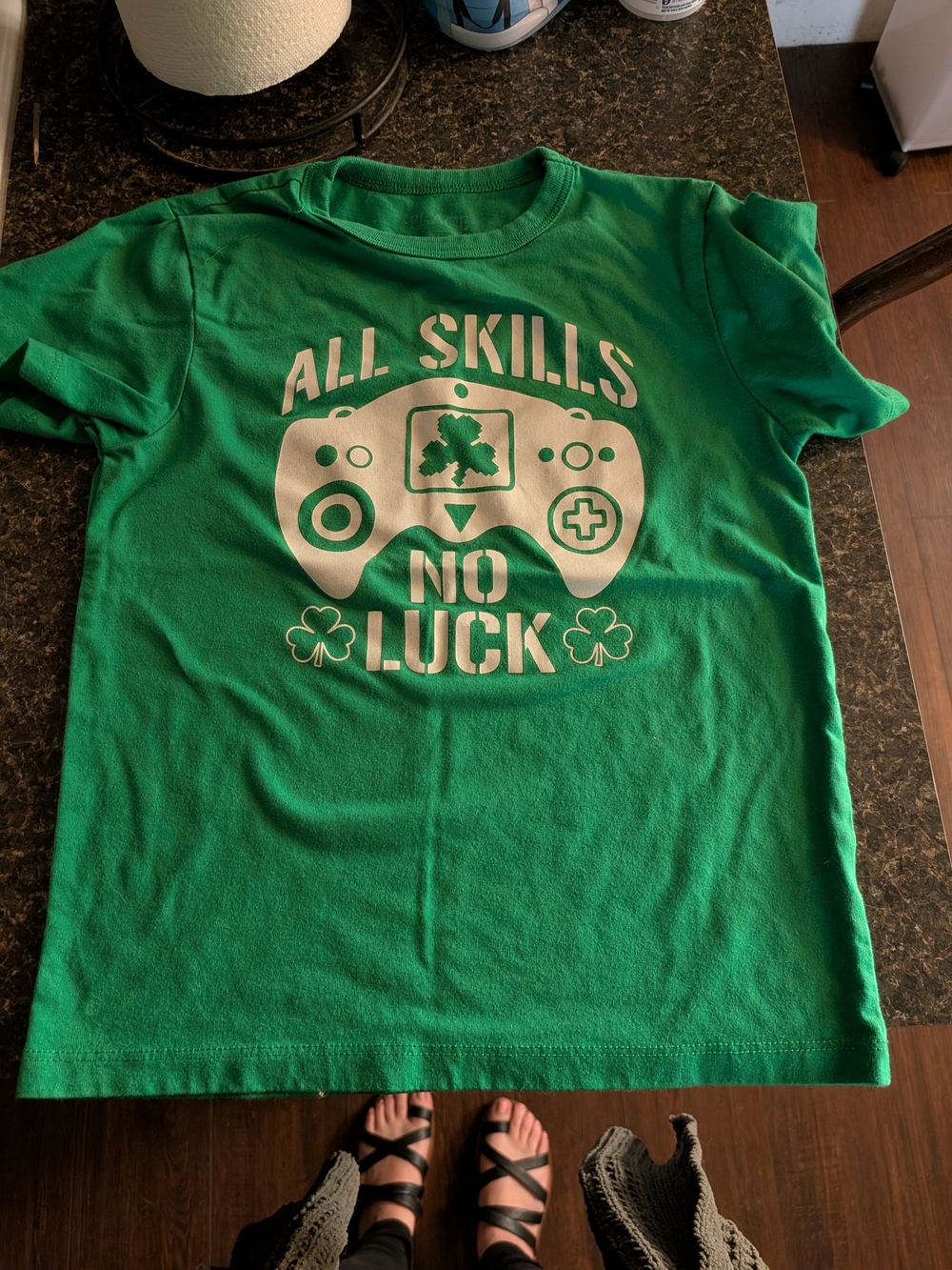 Place Green Kids' Tee with White Gaming Graphic